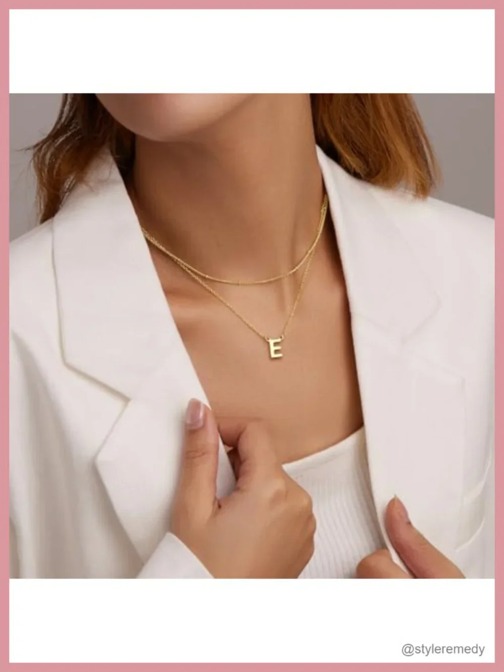 14K Gold Silver Plated Initial Pendant Necklace Set with Letter Charm,